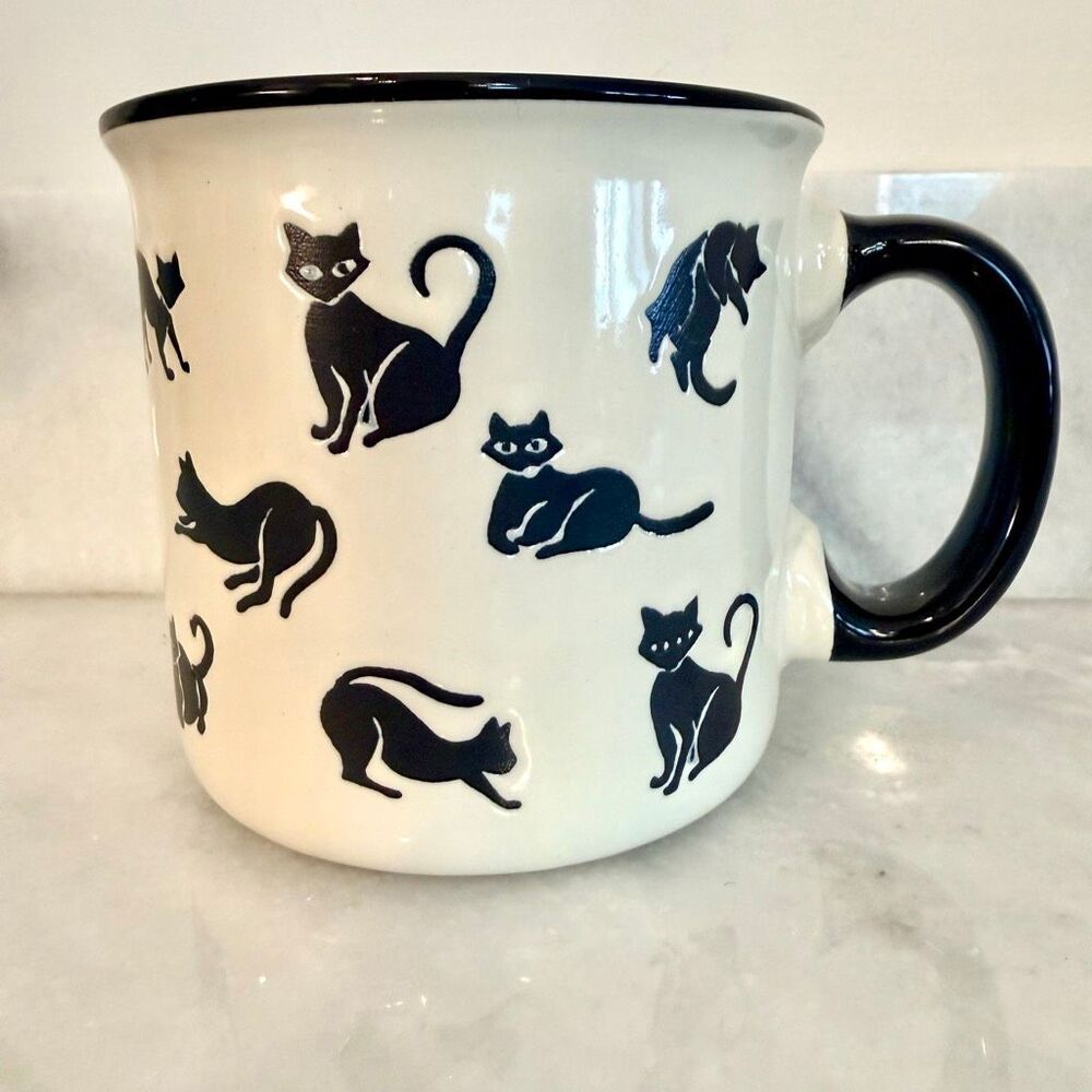 RARE! NWT Prima Design Black Cat Person Lovers Mug Ceramic Coffee Cup